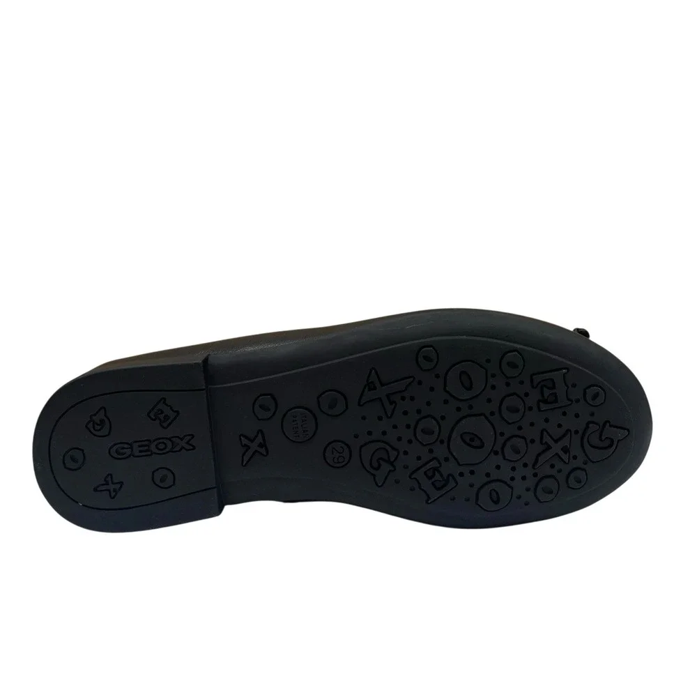 Geox Little Girls Leather Plie Ballet Flats Size 11 Solid Black Lightweight